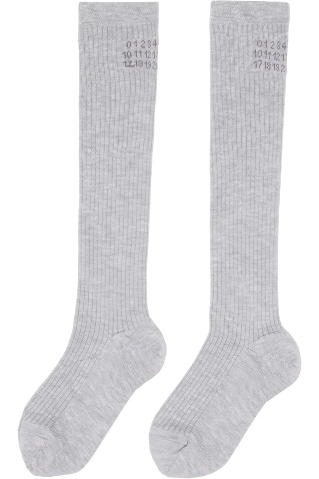 MM6 Maison Margiela Gray Knee-High Socks, photo 2 of 2 from SSENSE