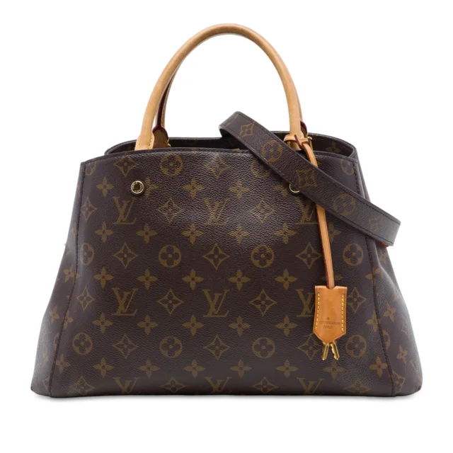 Brown Louis Vuitton Monogram Montaigne MM Satchel in Brown Coated canvas from Designer Revival