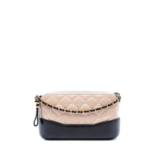 Black Chanel Bicolor Aged Calfskin Gabrielle Double Zip Clutch with Chain Crossbody Bag in Black Calfskin from Designer Revival
