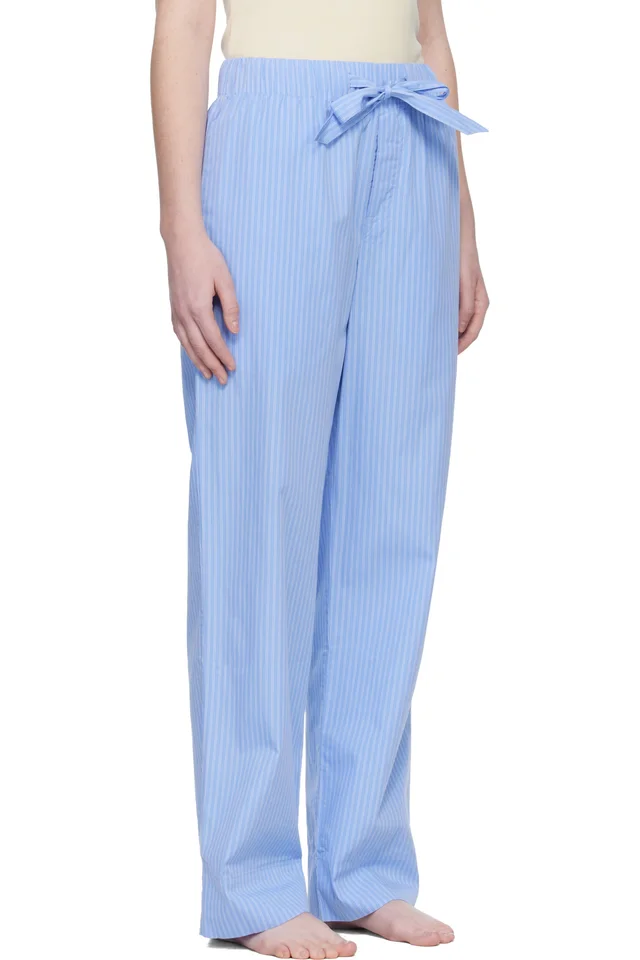 Tekla Blue Poplin Pyjama Pants, photo 2 of 2 from SSENSE