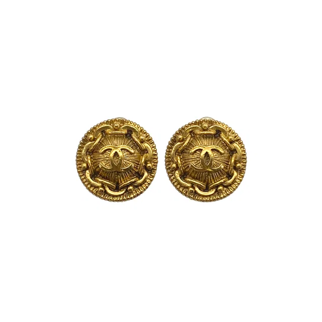 Chanel Vintage Earrings Cocomark Chain Motif Accessory 97P from Luxury Promise