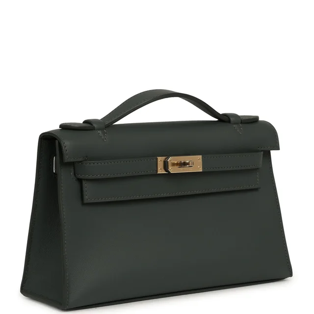 Hermès Kelly Pochette Vert Mangrove Swift Permabrass Hardware in Green Swift leather from Madison Avenue Couture, photo 2 of 2