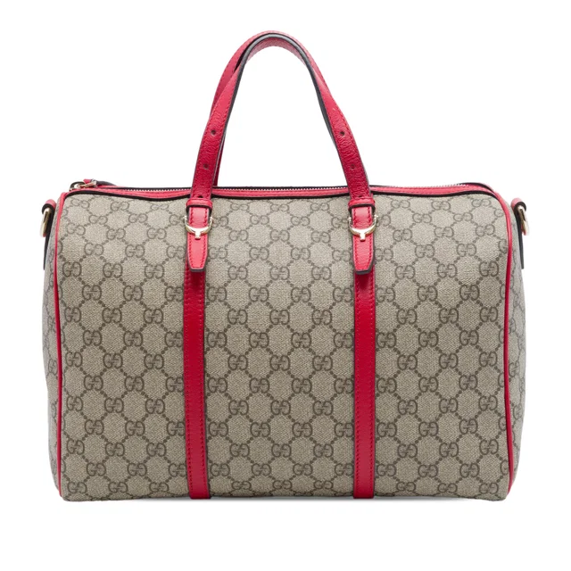 Red Gucci Medium GG Supreme Nice Boston Bag Satchel in Red Coated canvas from Designer Revival, photo 1 of 1