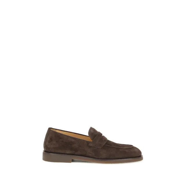Brunello Cucinelli Brown Calf Leather Bos Taurus Slip-On Loafers in Brown Calfskin from HEWI