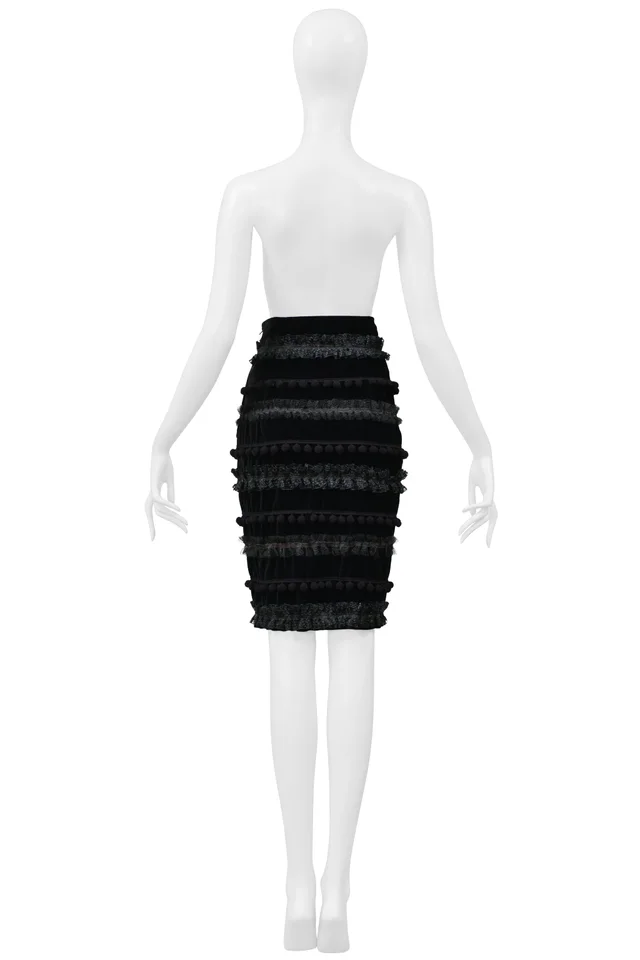 Christian Lacroix Black Pom Pencil Skirt in Black from Resurrection Vintage, photo 2 of 2