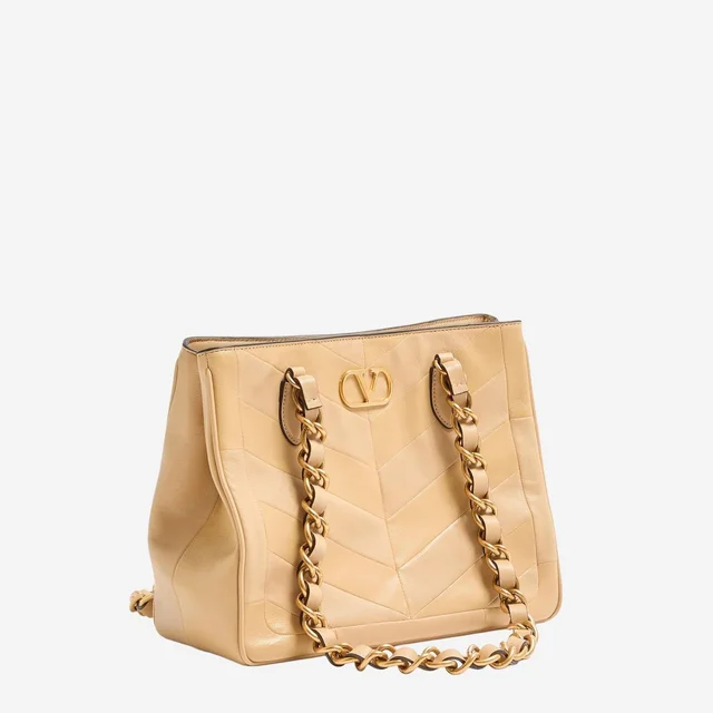 Valentino Garavani Chevron-Quilted Leather Shoulder Bag — Beige in Beige Leather from HEWI, photo 2 of 2