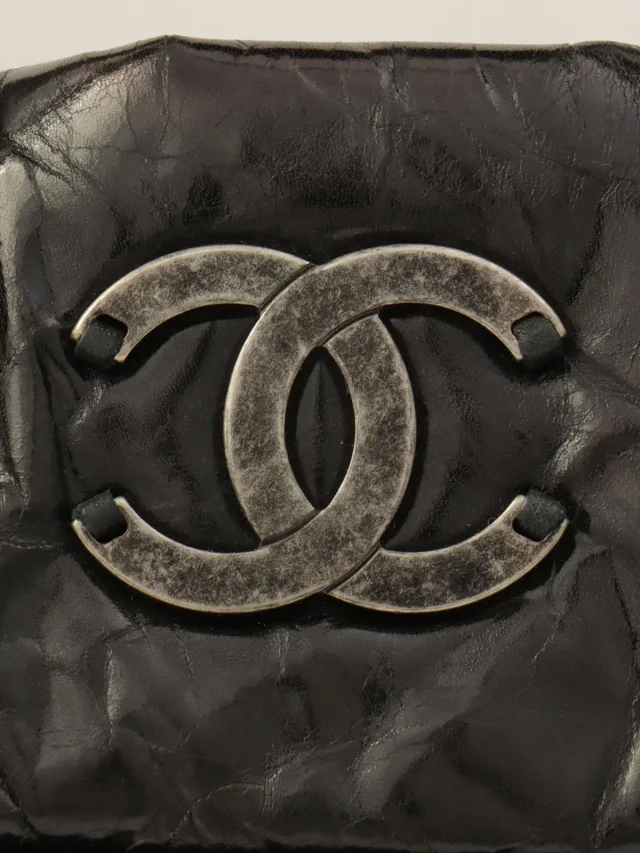 Chanel Circa 2011 In the Mix CC Mark 2-Way Bag Charcoal Grey/Dark Brown in Brown Calfskin from VINTAGE QOO TOKYO, photo 7 of 13