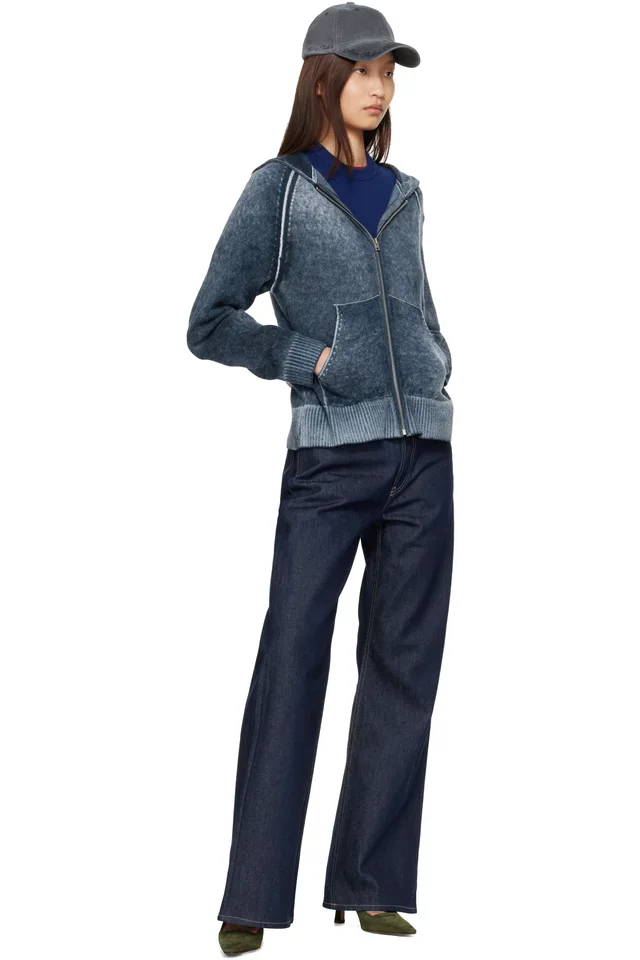 Acne Studios Navy Zipper Hoodie, photo 4 of 4 from SSENSE