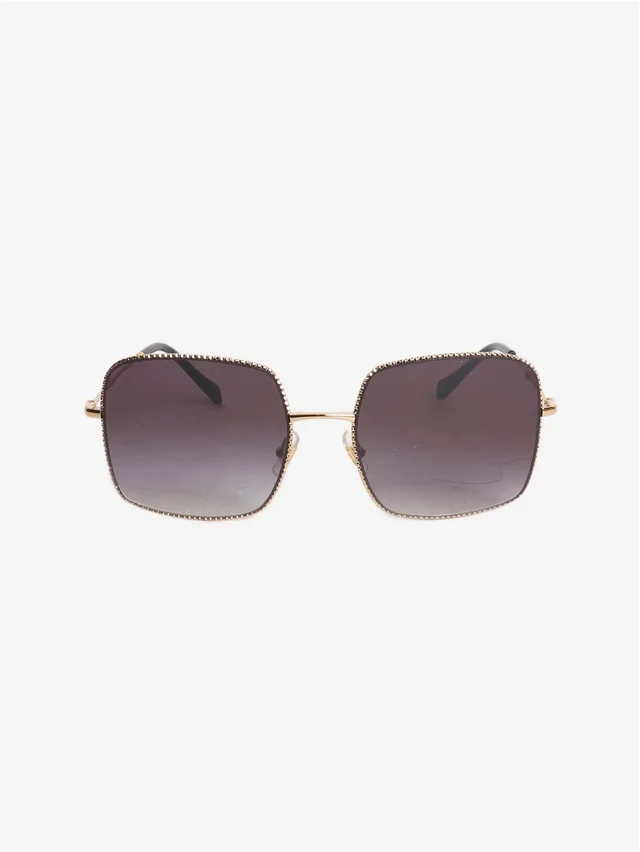 Miu Miu And Gold Square Frame Sunglasses in black from Grailed