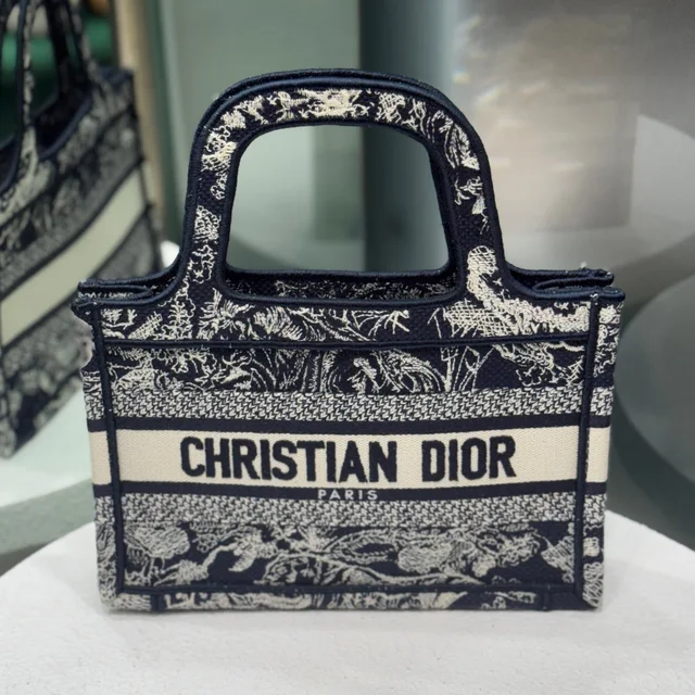 Dior Mini Book Tote in Blue Canvas from Revivre Luxury Consignment