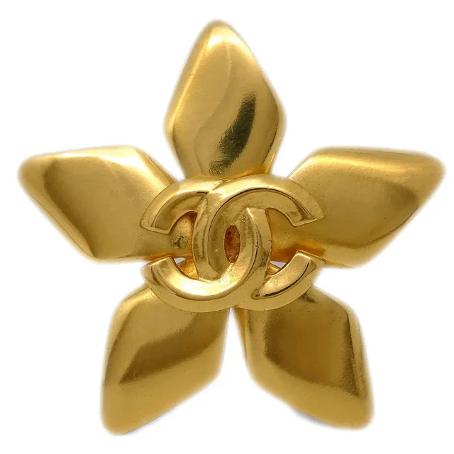 Chanel CC Brooch Pin Gold 96P in Gold from AMORE Vintage Tokyo