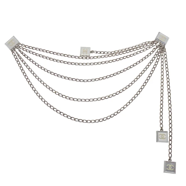 Chanel Silver Chain Charm Clip Brooch 03C in Silver from AMORE Vintage Tokyo