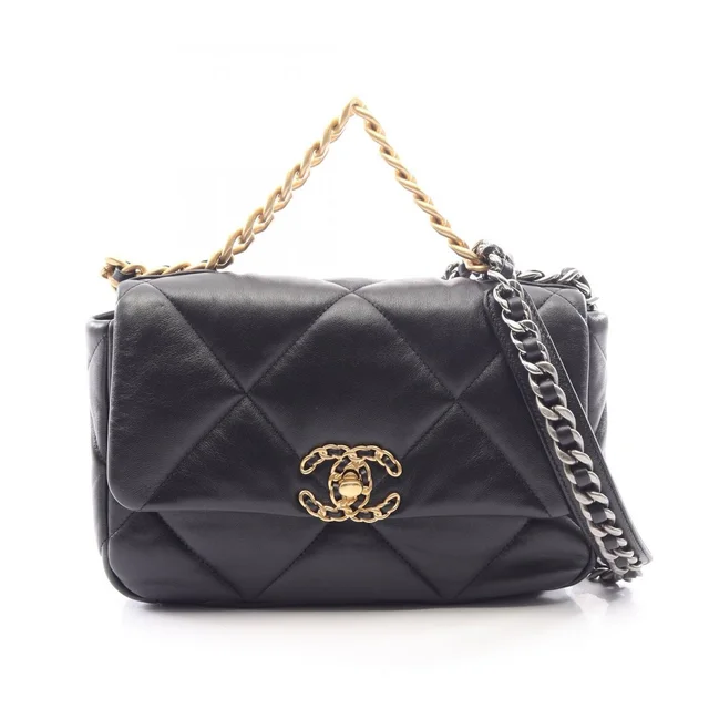 Shoulder Bag 19 Dixneuf Quilted 2-Way Black Lambskin Chanel 19 Chain in Black Lambskin from The Reluxe