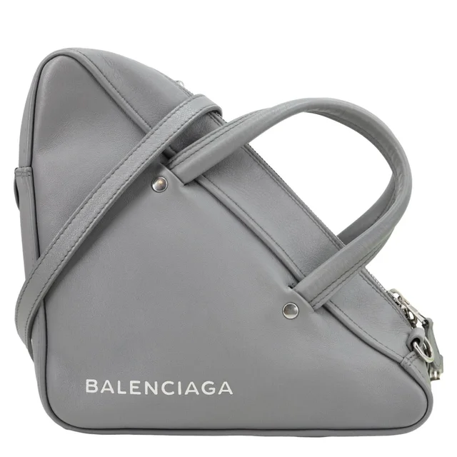 Balenciaga Triangle Calfskin Leather Duffle Bag Grey in Grey Calfskin from Dallas Designer Handbags