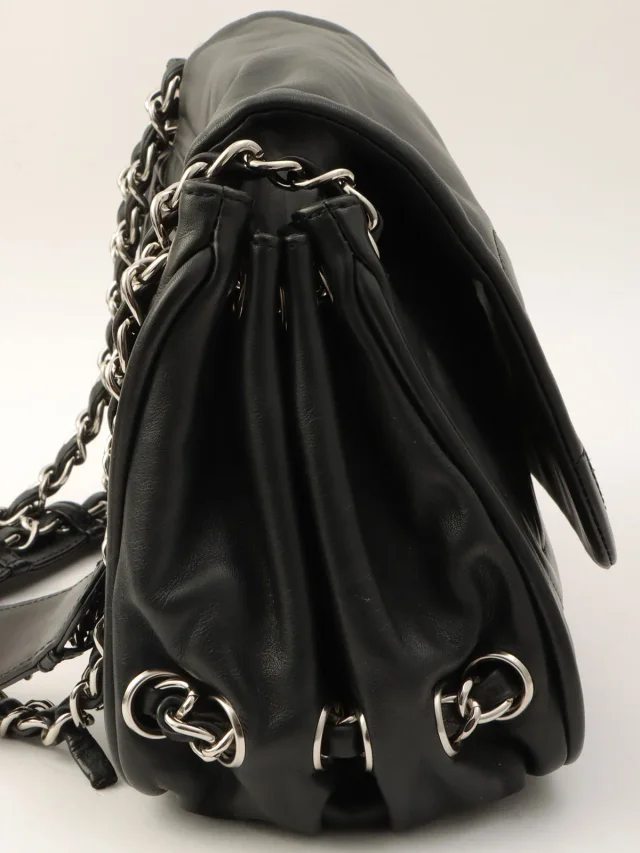 Chanel Around 2007, CC Mark Stitch Chain Shoulder Bag, Black in Black Lambskin from VINTAGE QOO TOKYO, photo 3 of 15