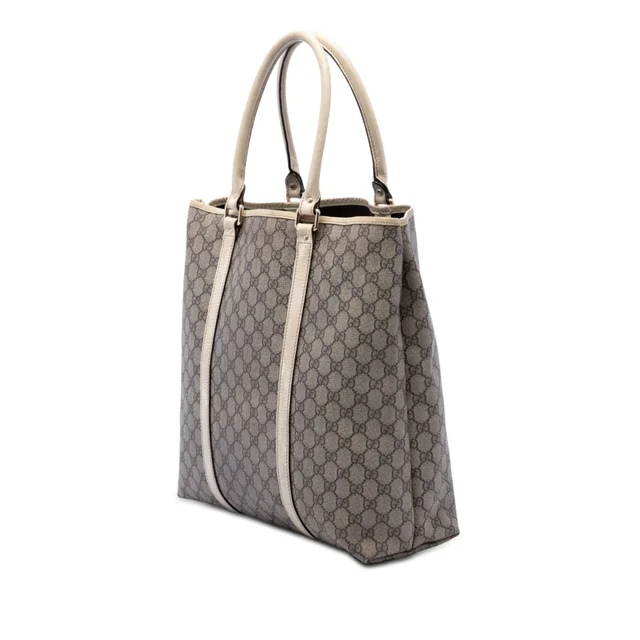 White Gucci GG Supreme Joy Vertical Tote in White Coated canvas from Designer Revival, photo 2 of 2