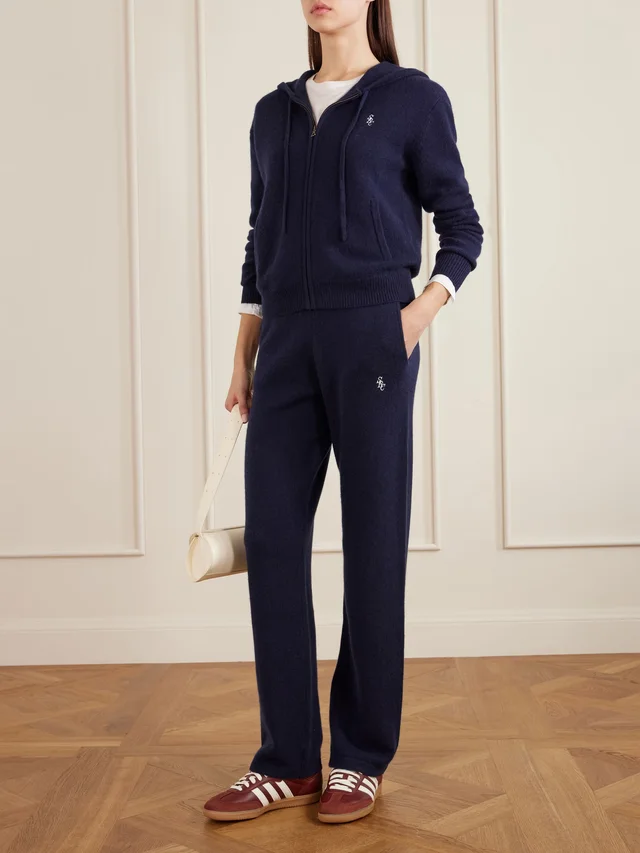 SPORTY & RICH Embroidered cashmere and wool-blend track pants in Blue, photo 2 of 2 from NET-A-PORTER (Canada)
