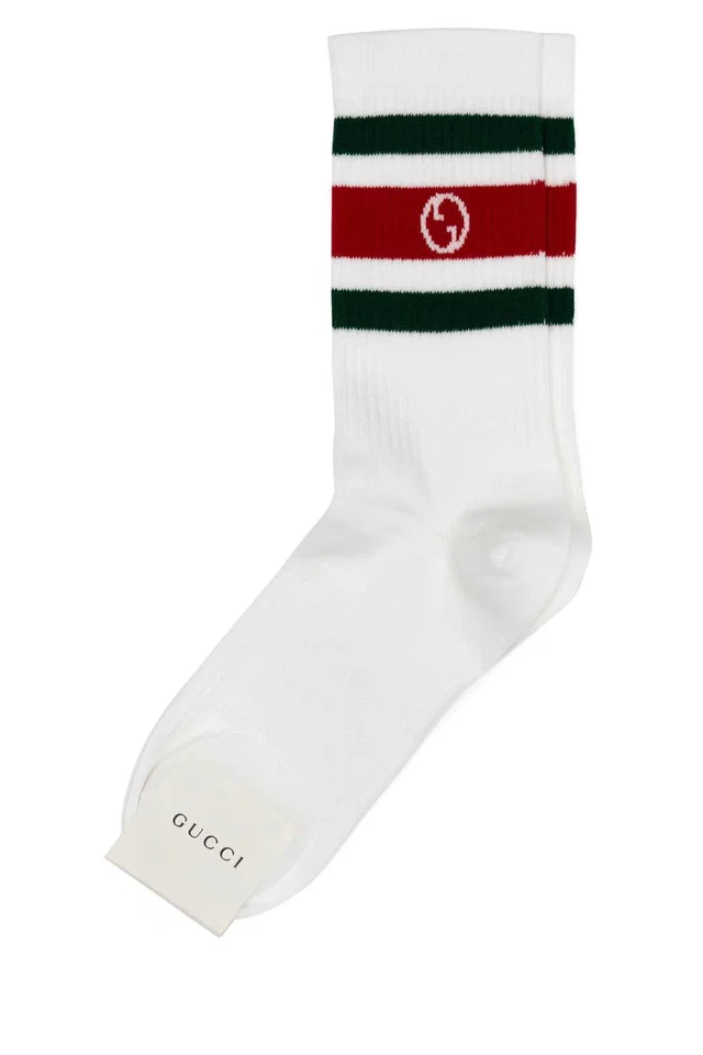 Gucci Calze Striped Cotton Blend Socks — White Baseball Caps in White from HEWI