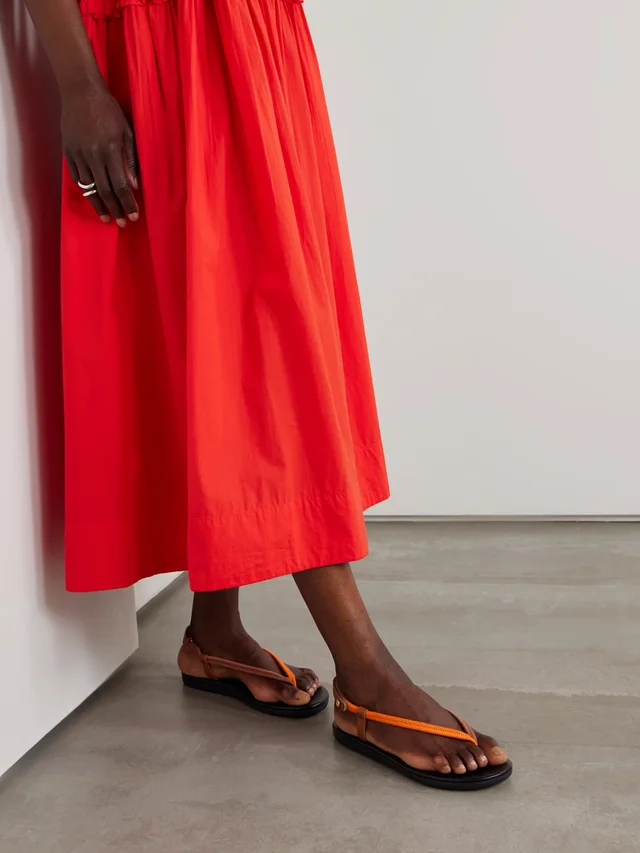 ANCIENT GREEK SANDALS Zoi leather-trimmed woven cord sandals in Orange, photo 2 of 2 from NET-A-PORTER (Canada)