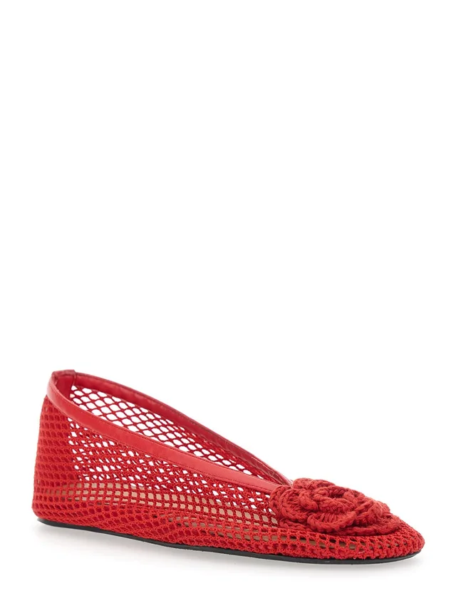 GANNI 'Jenny' red Ballet shoes with Mesh design in Fabric for Women in Red, photo 4 of 8 from Gaudenzi Boutique