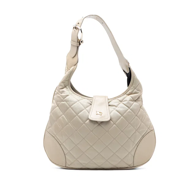 Brown Burberry Quilted Nylon Brooke Hobo in Brown Nylon from Designer Revival