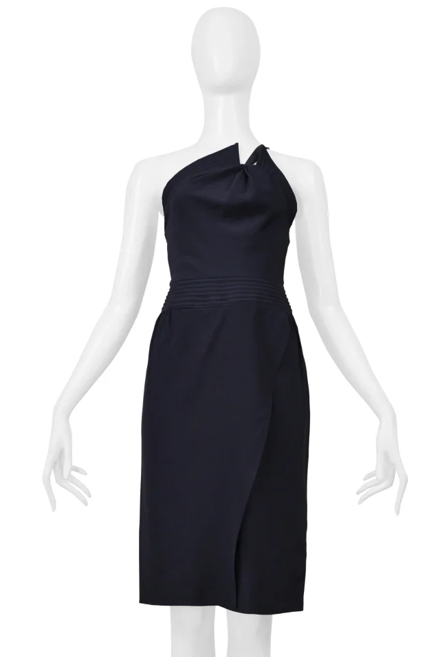 Chloé Navy Asymmetrical Dress in Navy Silk from Resurrection Vintage, photo 5 of 8