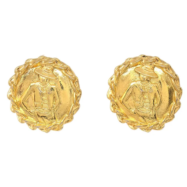 Chanel Button Clip-On Earrings Gold in Gold from AMORE Vintage Tokyo