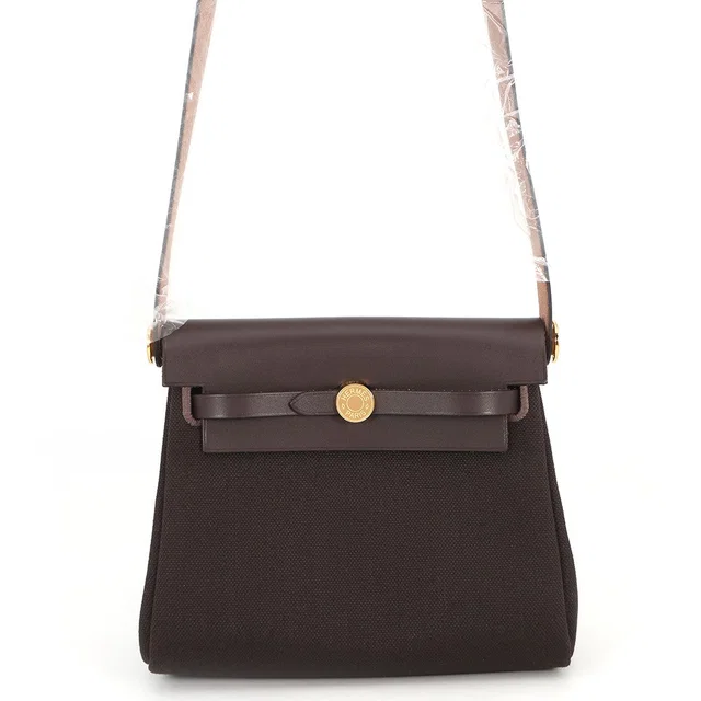 Hermès Herbag zip Ebene Toile H Vache Hunter Leather Size Mini in Brown Leather from GALLERY RARE