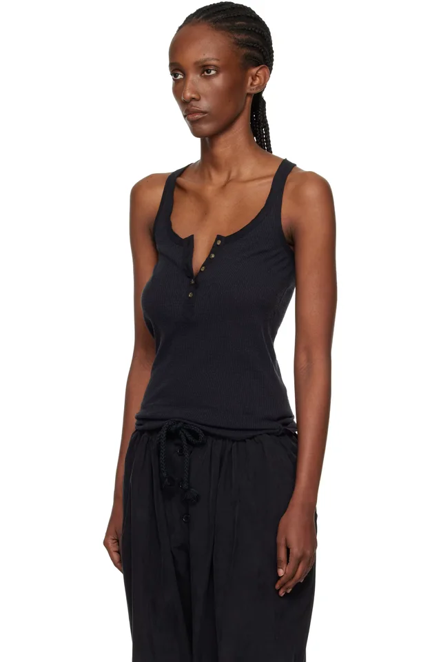 Isabel Marant Black Helma Silk Tank Top, photo 4 of 5 from SSENSE