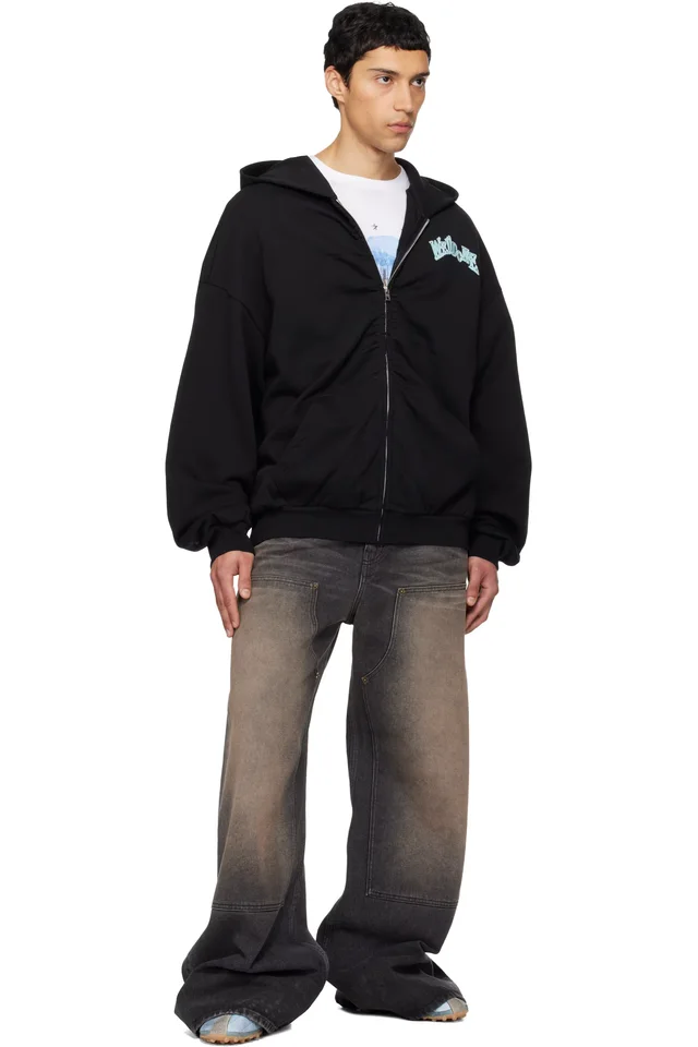 We11done Black Angel Rock Zip-Up Hoodie, photo 4 of 4 from SSENSE