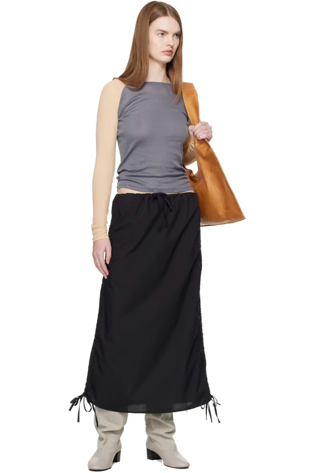 Baserange Black Pictorial Strap Midi Skirt, photo 4 of 4 from SSENSE