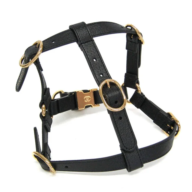 Gucci Interlocking G Pet Harness Size S 692963 Dog Harness Leather Black in Black Leather from Elady