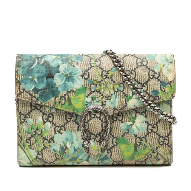 Beige Gucci GG Supreme Blooms Dionysus Wallet on Chain Crossbody Bag in Beige Coated canvas from Designer Revival