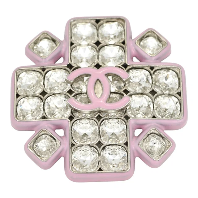 Chanel Crystal Brooch Pink CC Logo 19C in Pink from Luxury Promise