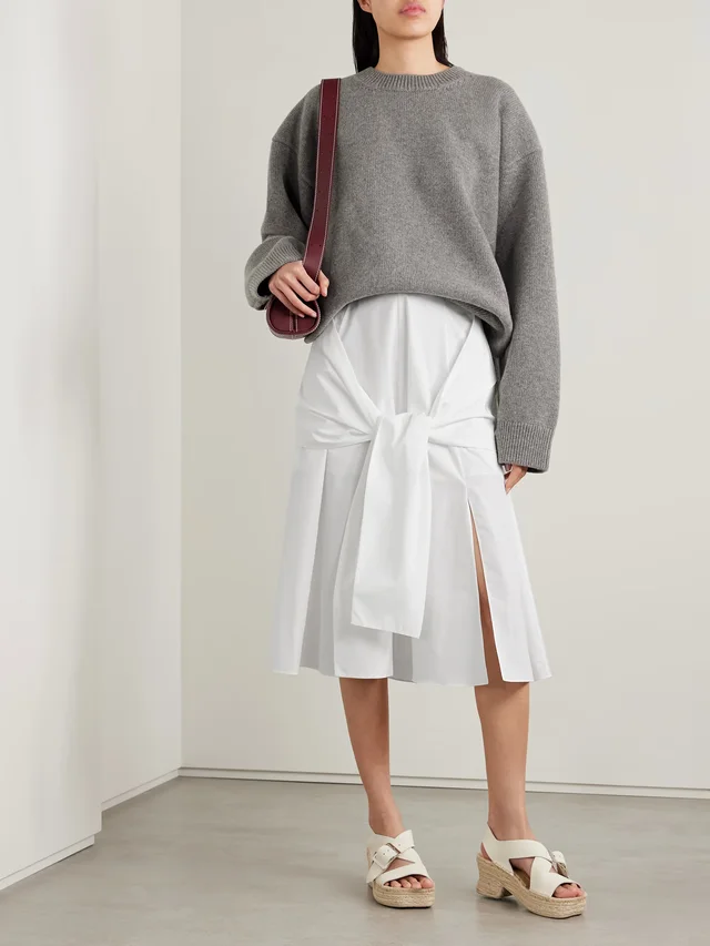 LOEWE Layered cotton-poplin midi skirt in White, photo 2 of 2 from NET-A-PORTER (Canada)