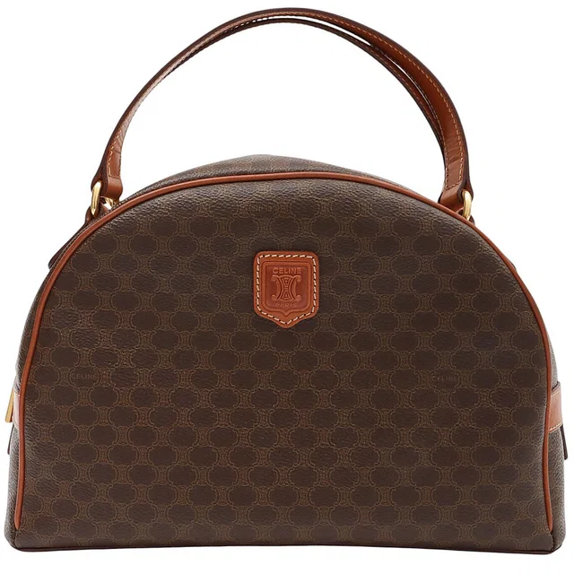 Celine Macadam Pattern Logo Embossed Handbag Brown in Brown from VINTAGE QOO TOKYO