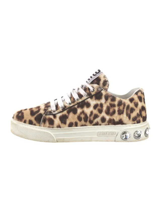 Miu Miu Ponyhair Animal Print Sneakers from The RealReal