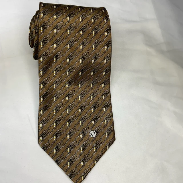 Versace Brown And Gold Patterned Silk Tie in gold|brown|red Silk from Poshmark