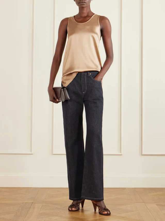 BRUNELLO CUCINELLI Silk-blend satin top in Brown, photo 2 of 2 from NET-A-PORTER (Canada)