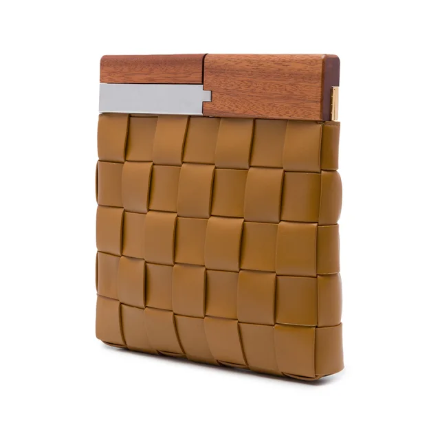Brown Bottega Veneta Lambskin Maxi Intrecciato The Snap Clutch in Brown Lambskin from Designer Revival, photo 2 of 2