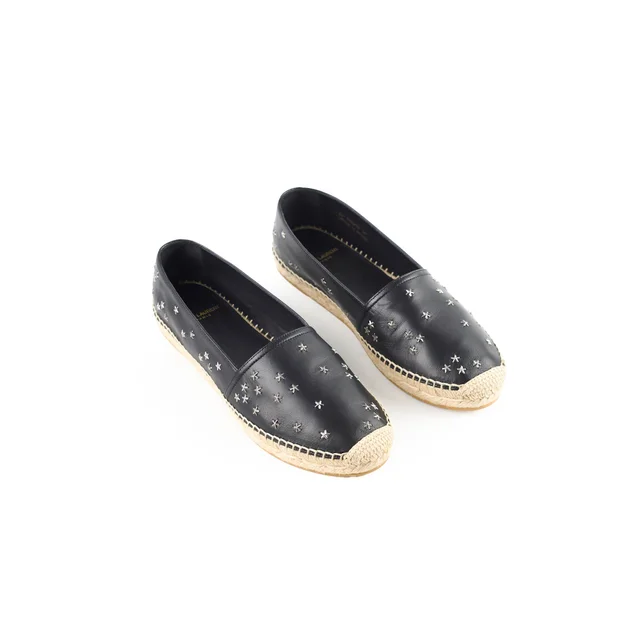 Chanel Saint Laurent Star Stud Black Espadrilles Size 37 in Black from The Purse Affair