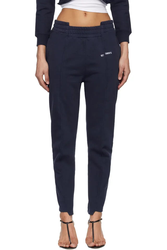 VETEMENTS Navy Cut Up Sweatpants, image 1 of 1 from SSENSE