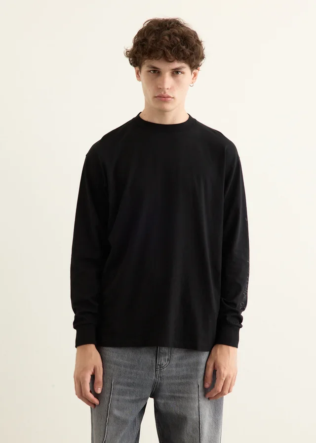 Comoli Cotton Cashmere Long Sleeve T-Shirt in Black from Incu, photo 1 of 1