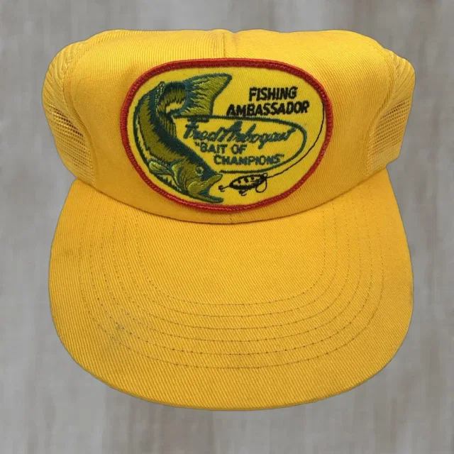 FRED Vintage Swingster Trucker Hat Cap Adjustable Yellow 80's Usa Advertising Outdoor Retro Hipster… in yellow from Grailed