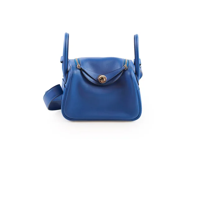 Hermès Mini Lindy Swift Bleu France - Z Stamp in Blue Swift leather from The Purse Affair