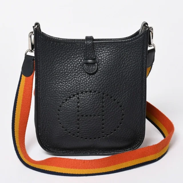 Hermès Evelyne TPM Shoulder Bag Taurillon Clemence Black Silver in Black Clemence leather from The Reluxe