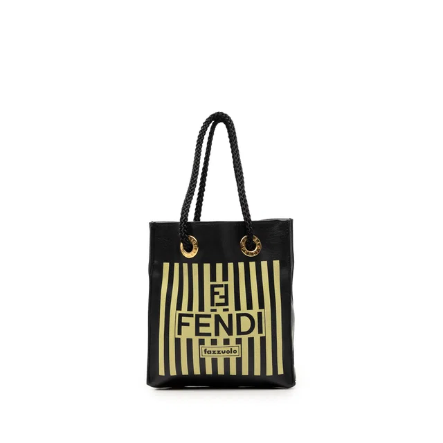 Black Fendi Mini Leather Fazzuolo Handbag in Black Leather from Designer Revival