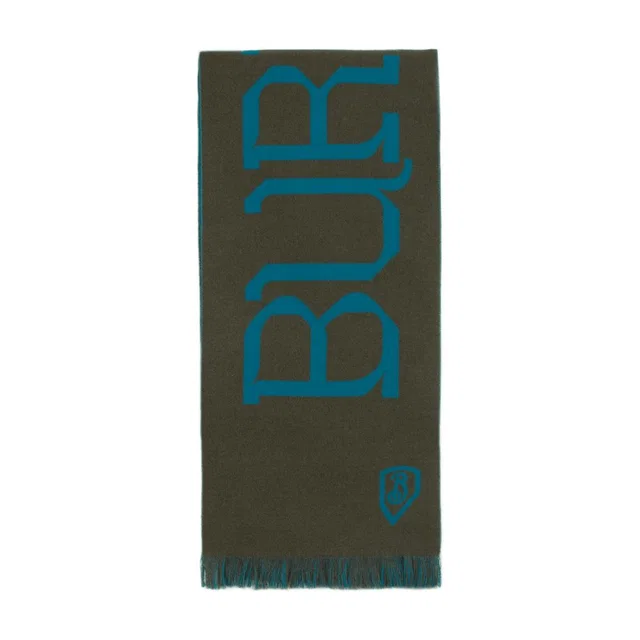 Burberry Wool Logo-Print Scarf — Green Scarfs in Green Wool from HEWI