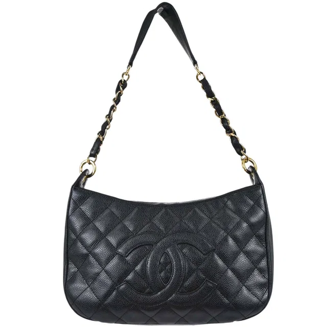 Chanel 2003-2004 Black Caviar Skin Hobo Handbag in Black Caviar leather from AMORE Vintage Tokyo