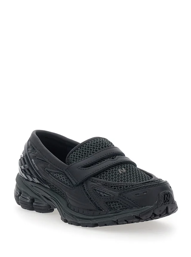 NEW BALANCE 'Lifestyle' Black Sneakers with Slip-On Design and Mesh Inserts in Leather Unisex in Black 100% Leather/Textile, photo 4 of 8 from Gaudenzi Boutique
